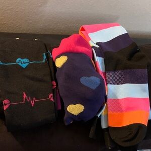 Vibrant Heartbeat and Striped woman’s compression Socks Set of three 🍄